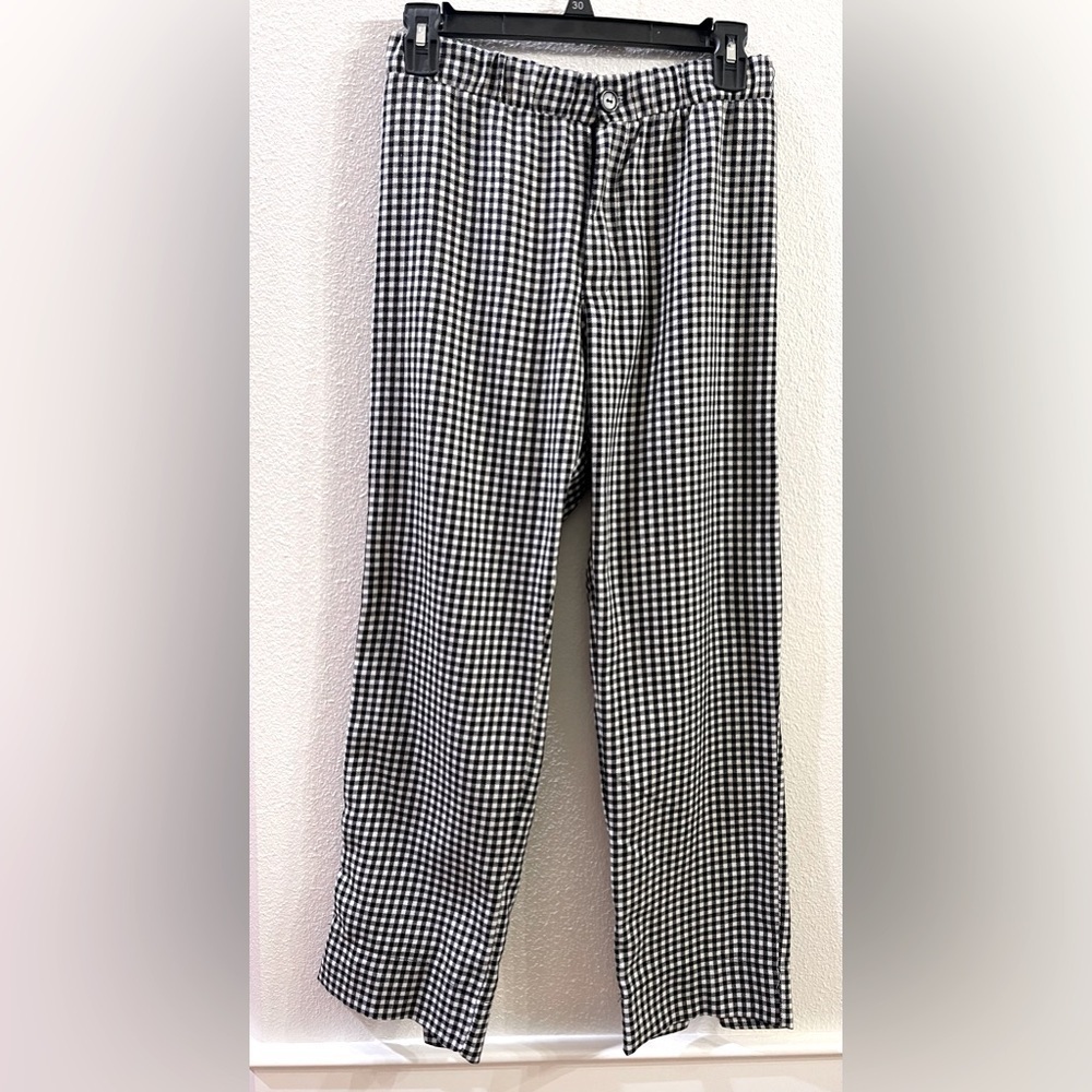 Luna Chix Black & White Gingham Trouser Ankle Pants Size L Back Ankle Slit